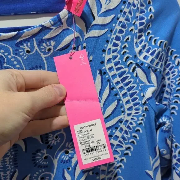 Lilly Pulitzer Ophelia Swing Dress Women's XS Have It Both Rays 3/4 Sleeve Blue - Picture 6 of 8